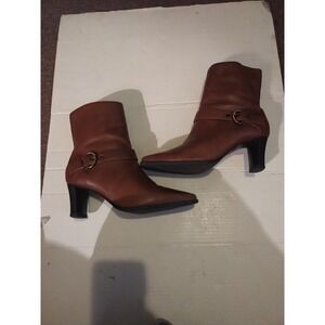 Markon Whimsey Brown Leather Square Toe Ankle Boots Size 7M Brazil